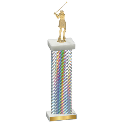 Single Silver Carbon Fiber Golf Trophy