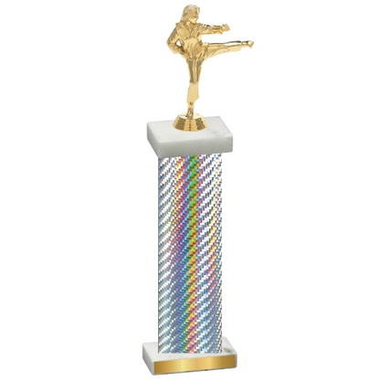 Single Silver Carbon Fiber Karate Trophy