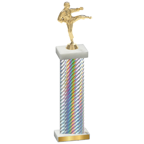 Single Silver Carbon Fiber Karate Trophy