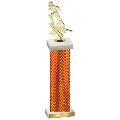 Single Orange Carbon Fiber Football Trophy