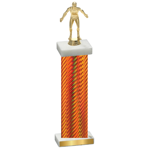 Single Orange Carbon Fiber Wrestling Trophy