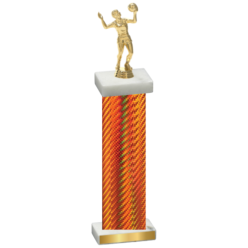 Single Orange Carbon Fiber Volleyball Trophy