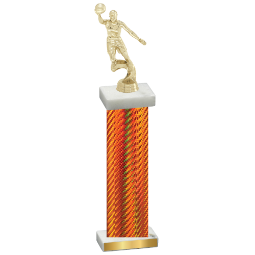 Single Orange Carbon Fiber Basketball Trophy