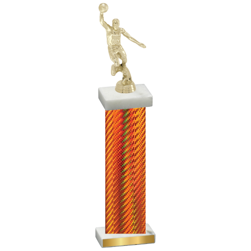 Single Orange Carbon Fiber Basketball Trophy