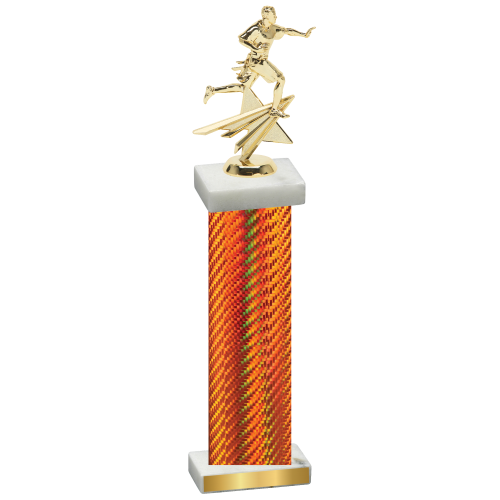 Single Orange Carbon Fiber Flag Football Trophy