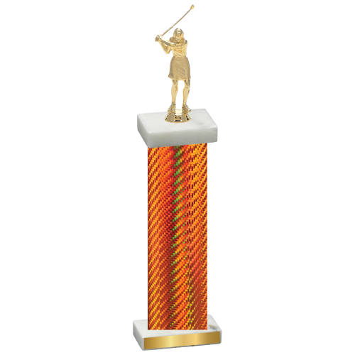 Single Orange Carbon Fiber Golf Trophy