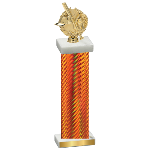 Single Orange Carbon Fiber Baseball Trophy