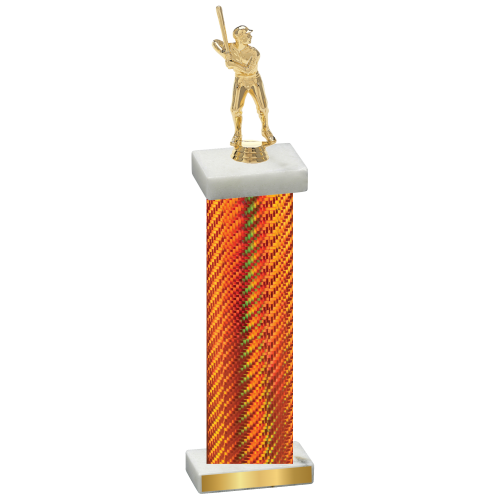 Single Orange Carbon Fiber Baseball Trophy