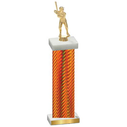 Single Orange Carbon Fiber Baseball Trophy