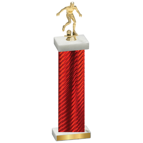 Single Red Carbon Fiber Soccer Trophy