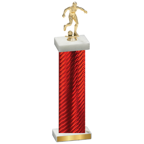 Single Red Carbon Fiber Soccer Trophy