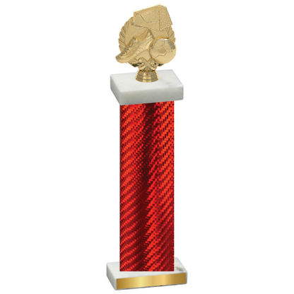 Single Red Carbon Fiber Soccer Trophy