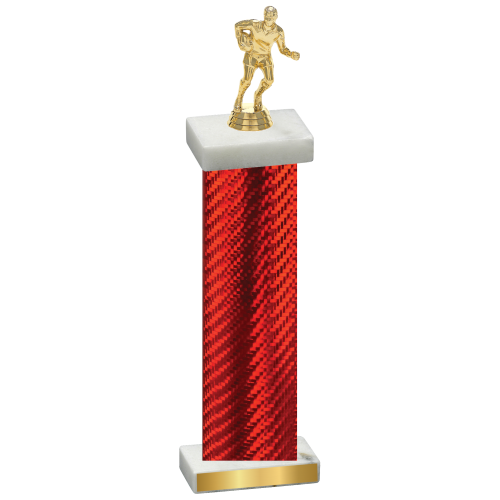 Single Red Carbon Fiber Rugby Trophy