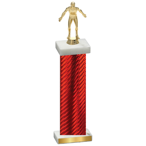 Single Red Carbon Fiber Wrestling Trophy