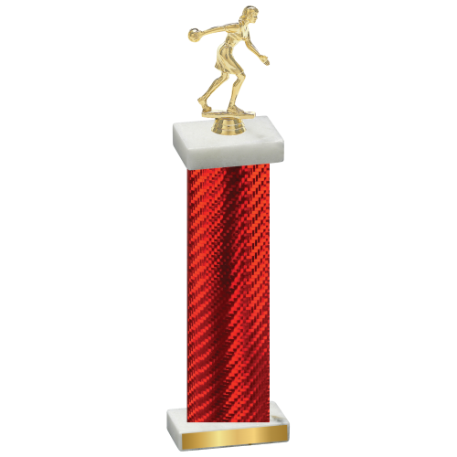 Single Red Carbon Fiber Bowling Trophy