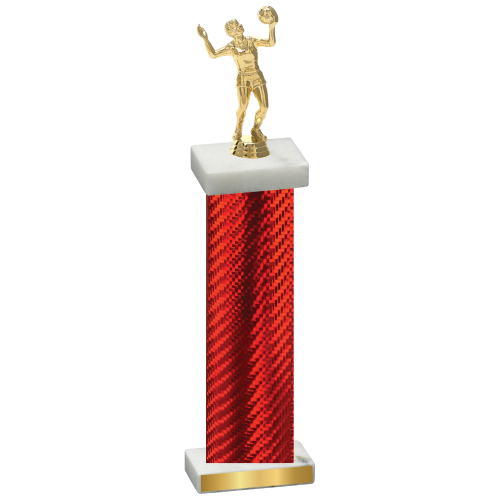 Single Red Carbon Fiber Volleyball Trophy