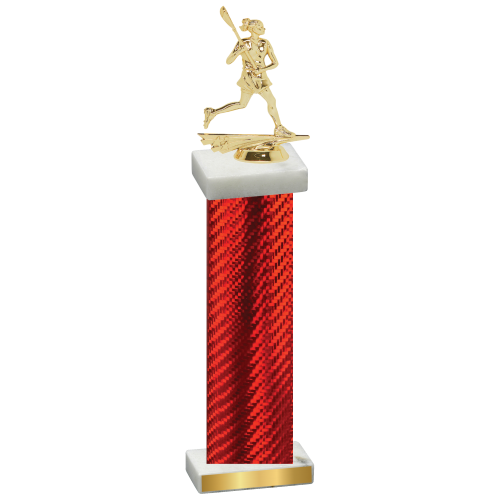 Single Red Carbon Fiber Lacrosse Trophy