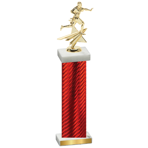 Single Red Carbon Fiber Flag Football Trophy