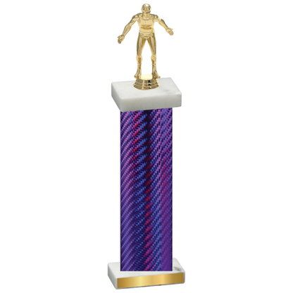 Single Purple Carbon Fiber Wrestling Trophy