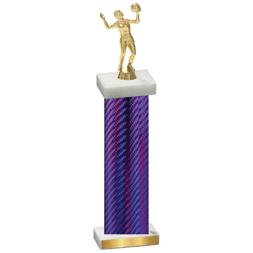 Single Purple Carbon Fiber Volleyball Trophy