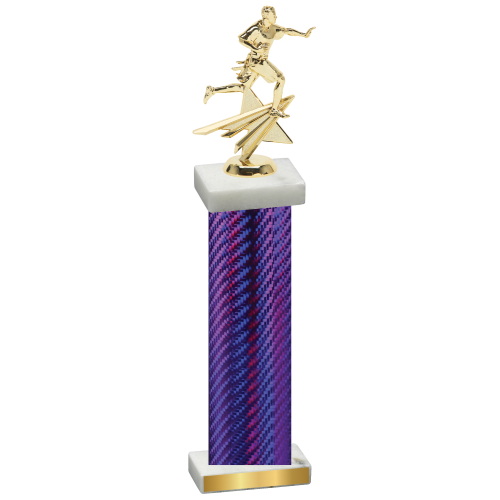 Single Purple Carbon Fiber Flag Football Trophy