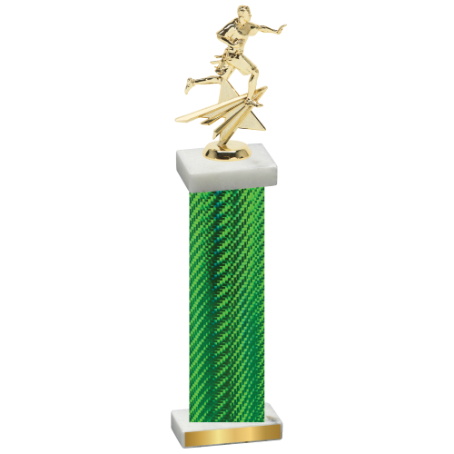 Single Green Carbon Fiber Flag Football Trophy