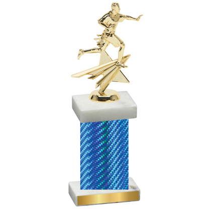 Single Blue Carbon Fiber Flag Football Trophy