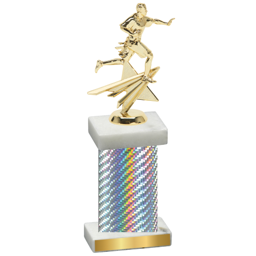 Single Silver Carbon Fiber Flag Football Trophy