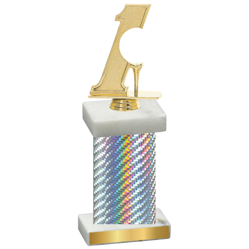 Single Silver Carbon Fiber Golf Trophy