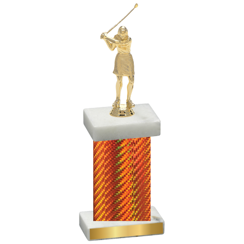 Single Orange Carbon Fiber Golf Trophy