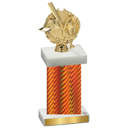 Single Orange Carbon Fiber Baseball Trophy