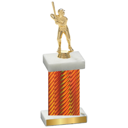 Single Orange Carbon Fiber Baseball Trophy