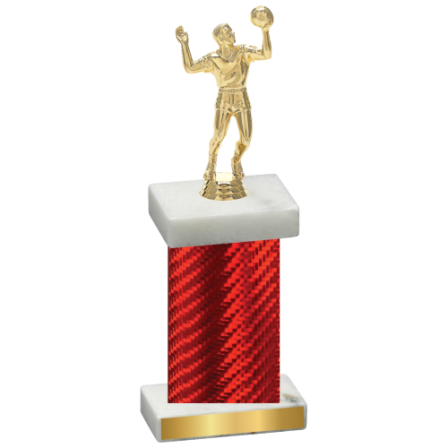 Single Red Carbon Fiber Volleyball Trophy