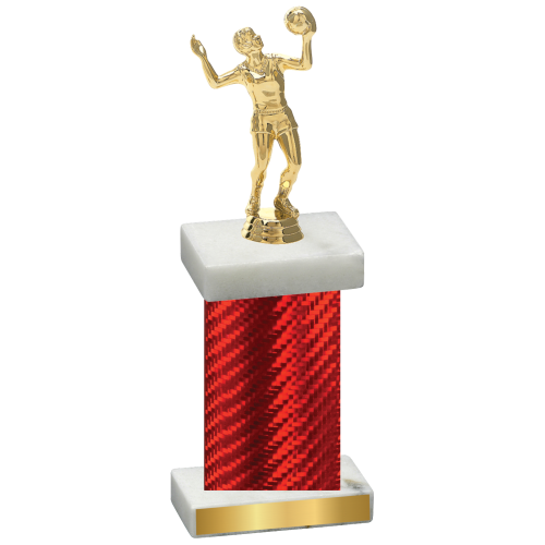 Single Red Carbon Fiber Volleyball Trophy