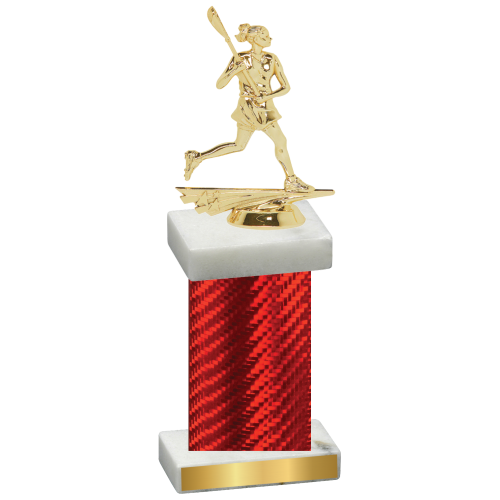 Single Red Carbon Fiber Lacrosse Trophy