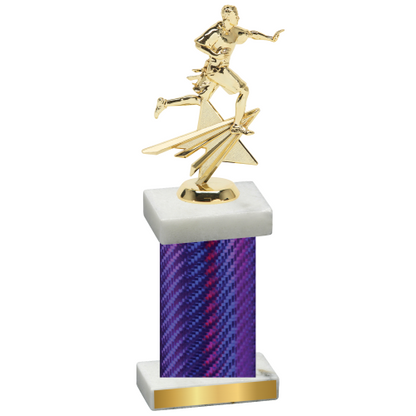 Single Purple Carbon Fiber Flag Football Trophy