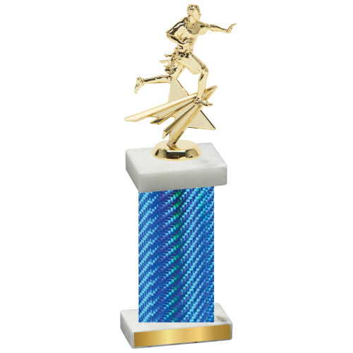 Single Blue Carbon Fiber Flag Football Trophy