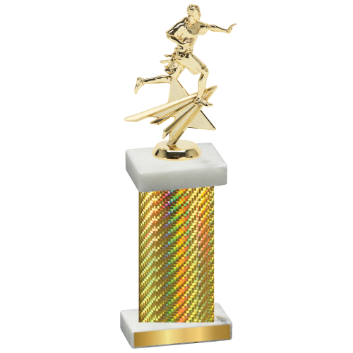 Single Gold Carbon Fiber Flag Football Trophy