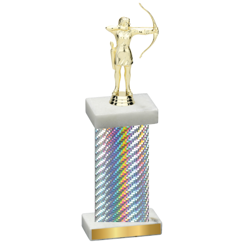 Single Silver Carbon Fiber Archery Trophy