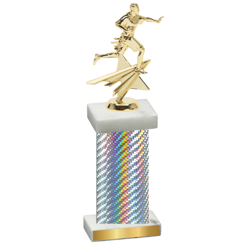 Single Silver Carbon Fiber Flag Football Trophy