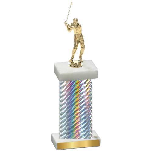 Single Silver Carbon Fiber Golf Trophy