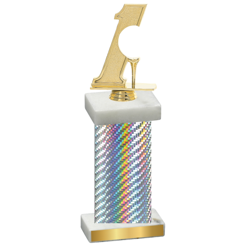 Single Silver Carbon Fiber Golf Trophy