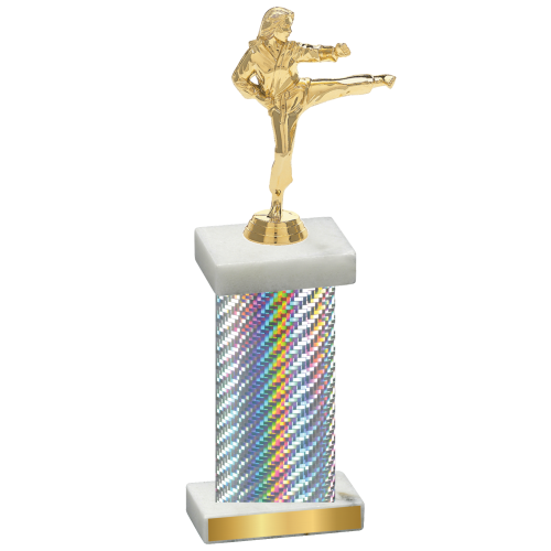 Single Silver Carbon Fiber Karate Trophy