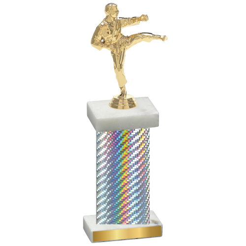 Single Silver Carbon Fiber Karate Trophy