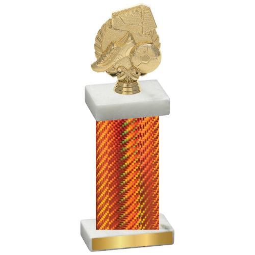 Single Orange Carbon Fiber Soccer Trophy