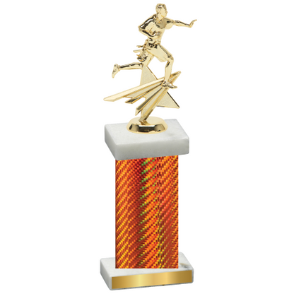 Single Orange Carbon Fiber Flag Football Trophy