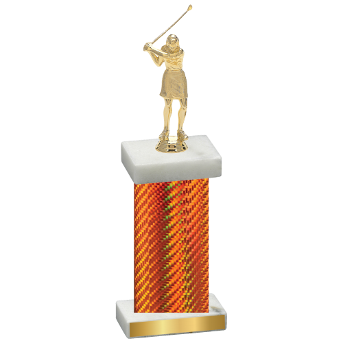 Single Orange Carbon Fiber Golf Trophy