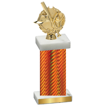 Single Orange Carbon Fiber Baseball Trophy