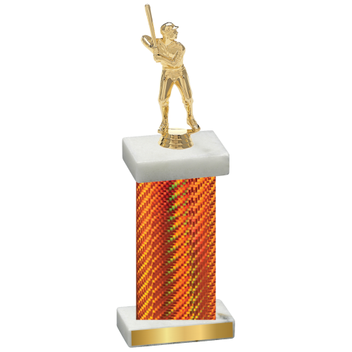 Single Orange Carbon Fiber Baseball Trophy