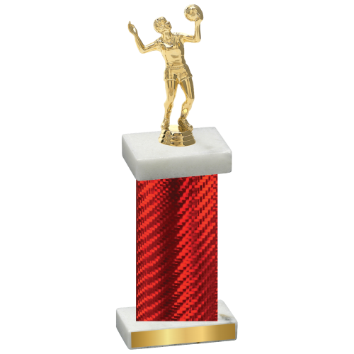 Single Red Carbon Fiber Volleyball Trophy